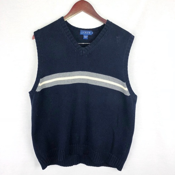 J. Crew navy vest with gray and white stripe - Picture 1 of 5